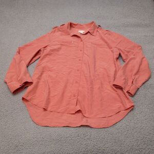 Chicos Shirt Womens 2 Button Up Roll Tab Sleeve Modal Coral Pink Collared